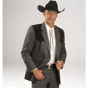 Circle S Boise Sport Coat Jacket Western Blazer Men 46R Black & Gray
